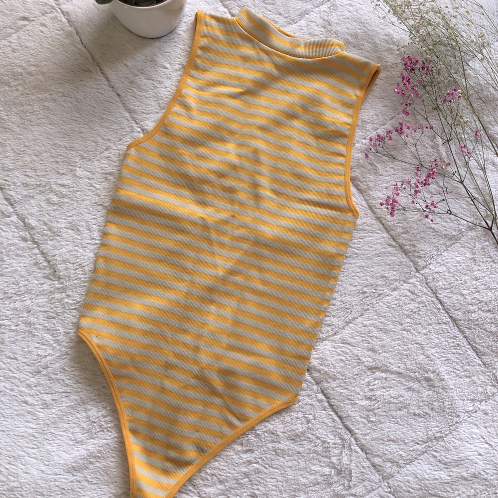 NWOT Open Back Striped Bodysuit